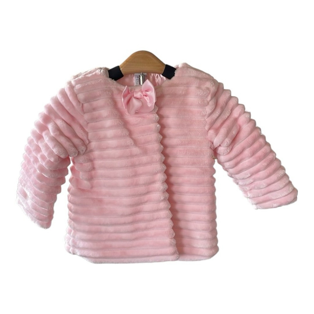 Little me Pink faux fur jacket size (18m)